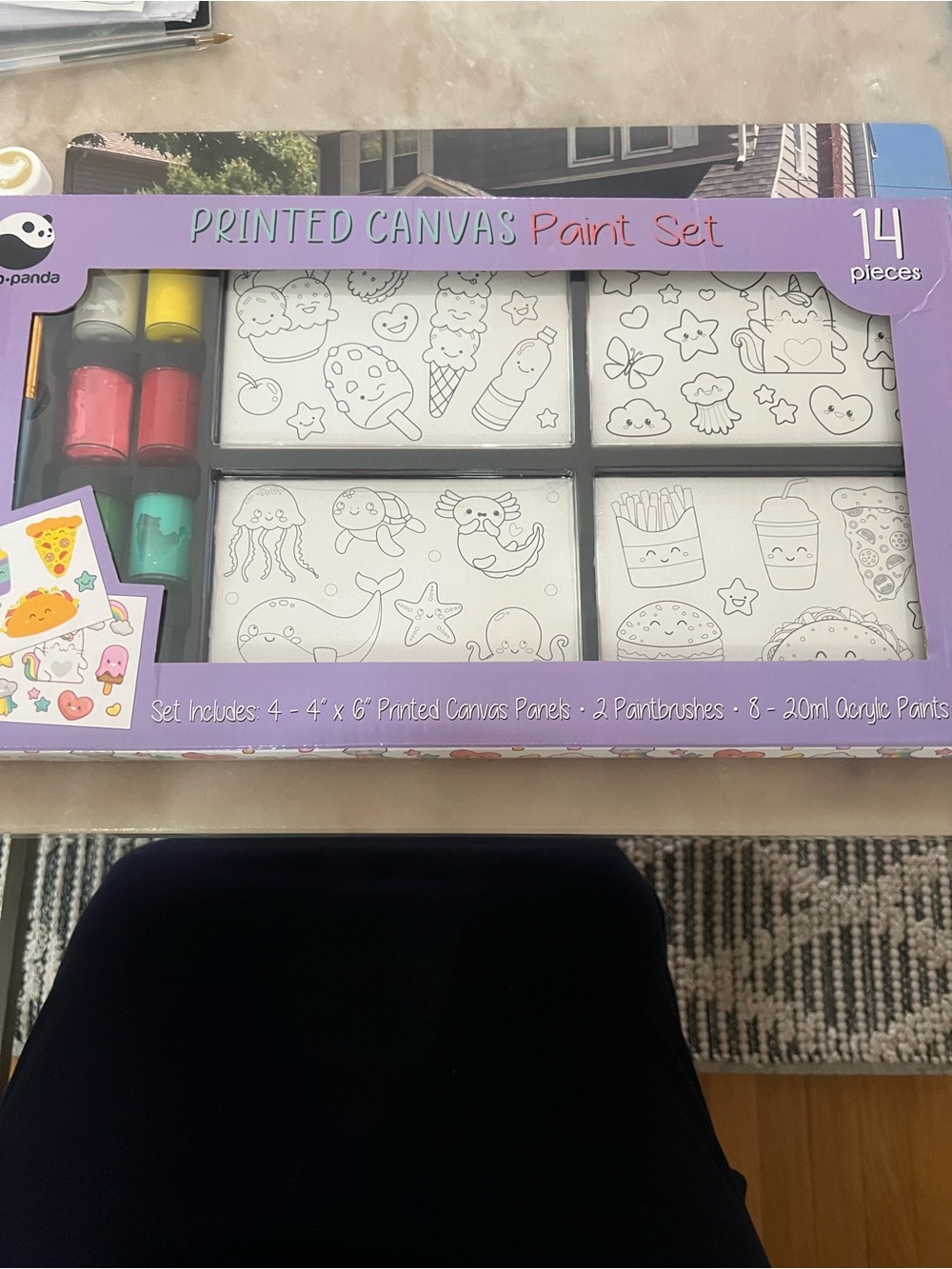 Printed Canvas Paint Set with Bright Acrylics